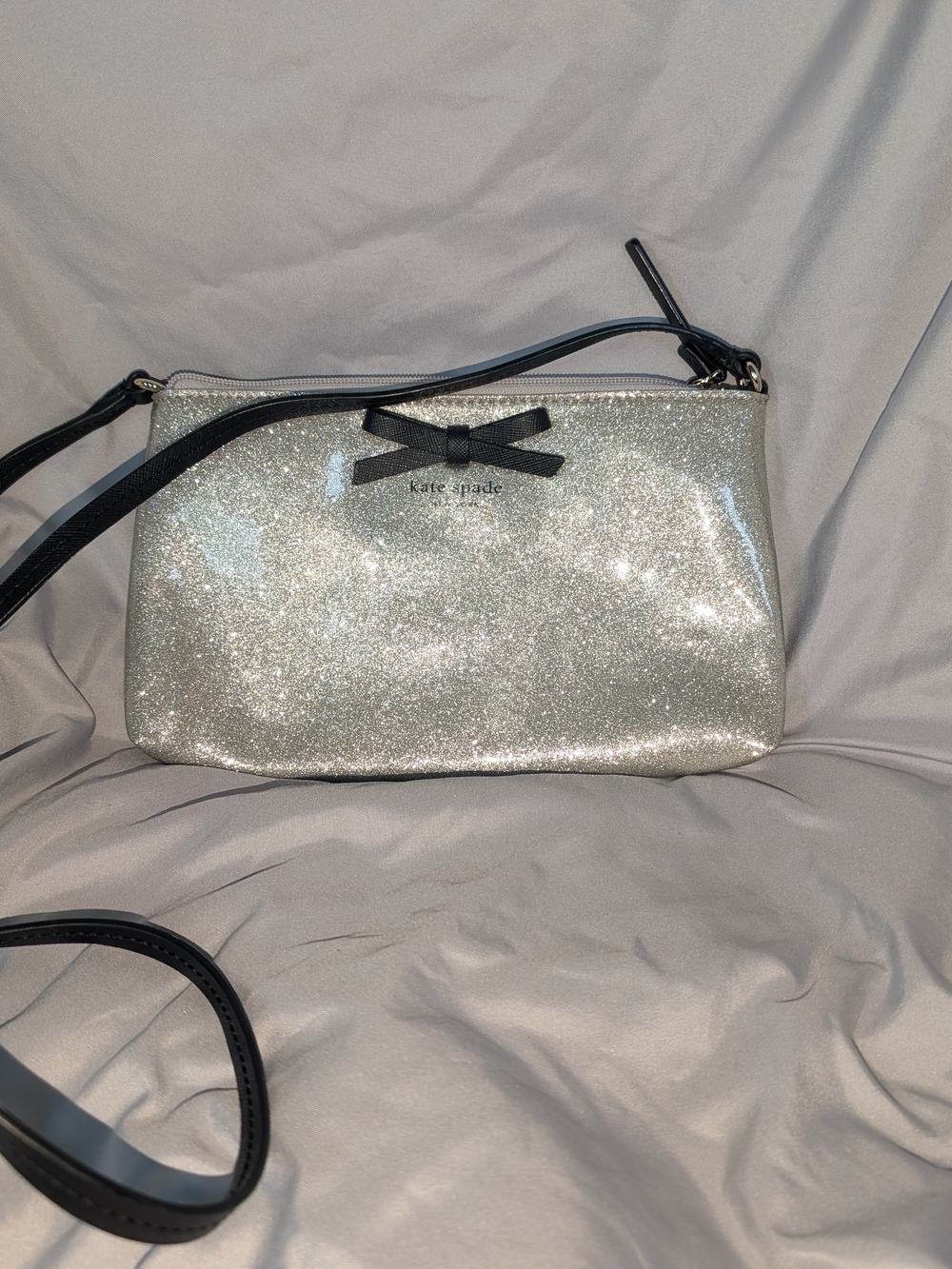 Kate Spade Silver Glitter Crossbody Bag